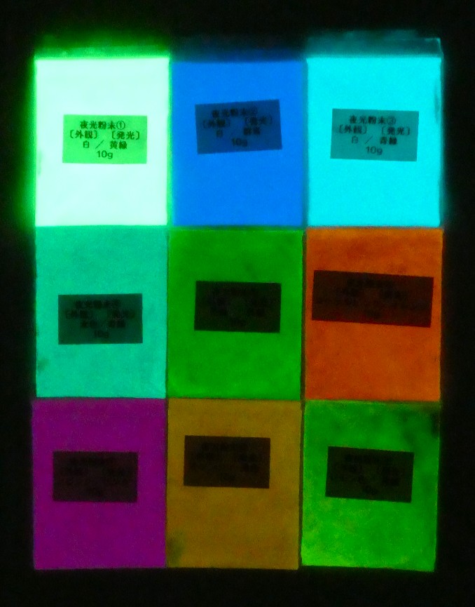 165 PPLS (蓄光)夜光粉末 9種類アソート 10g