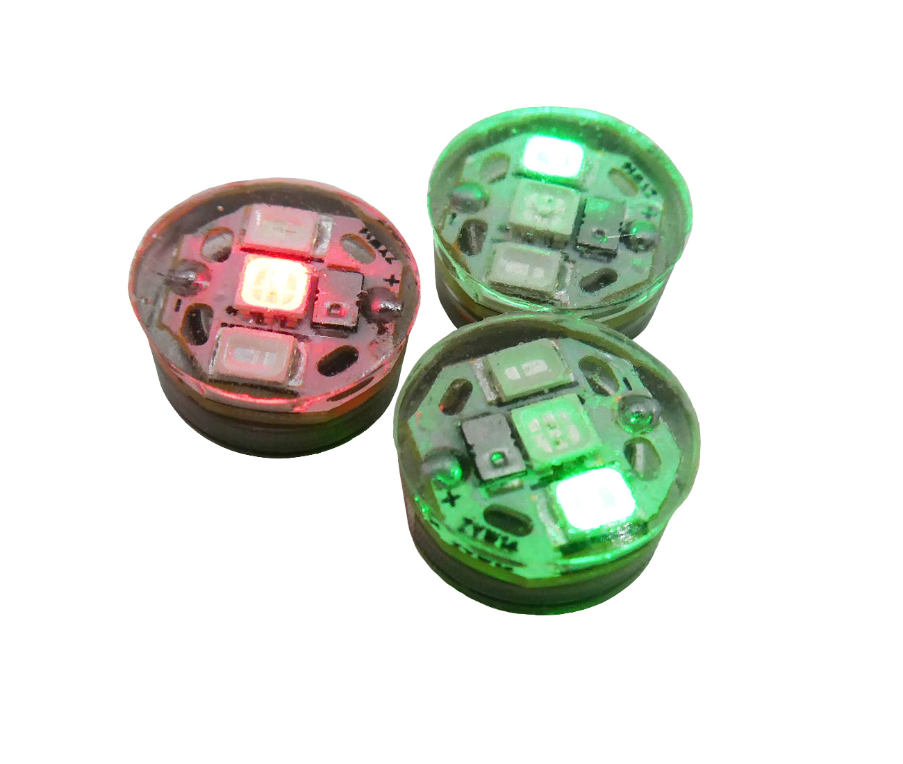 4025 PPLS 超小型LED振動点灯ミニライト 丸型RGB発光 電池内蔵 直径1.2cm 3秒点灯 25個入