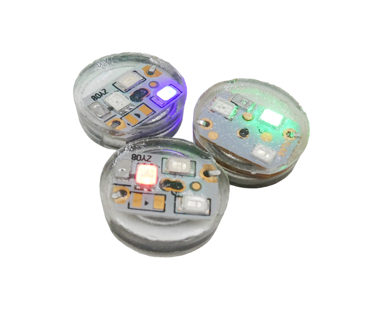 4027 PPLS 超小型LED振動点灯ミニライト 丸型RGB発光 電池内蔵 直径1.6cm 8秒点灯 25個入