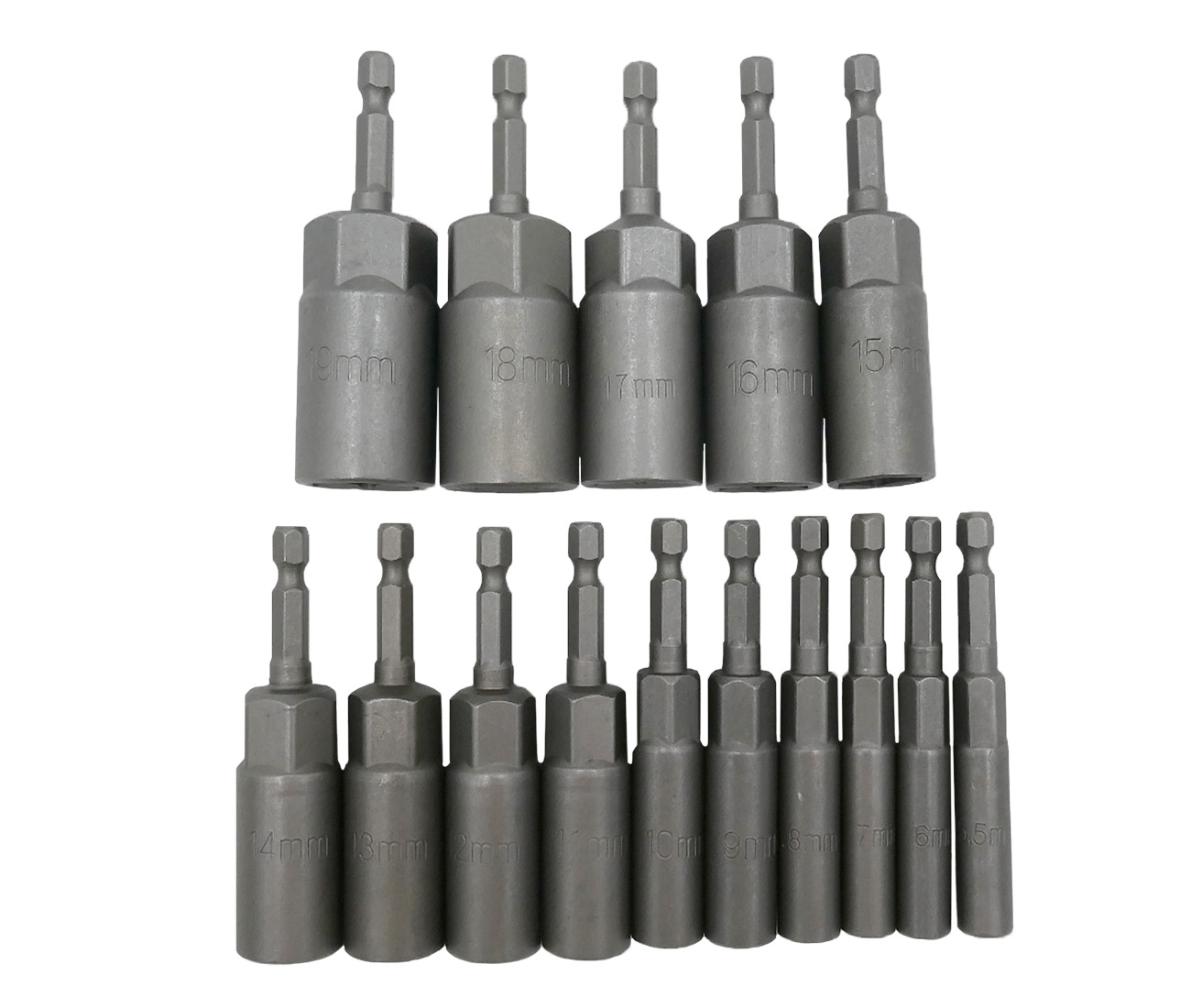 4054 PPLS 深型 六角ソケットビットセット 5.5～19mm ナット用 ロングタイプ 電動ドライバー対応 フルセット15本組