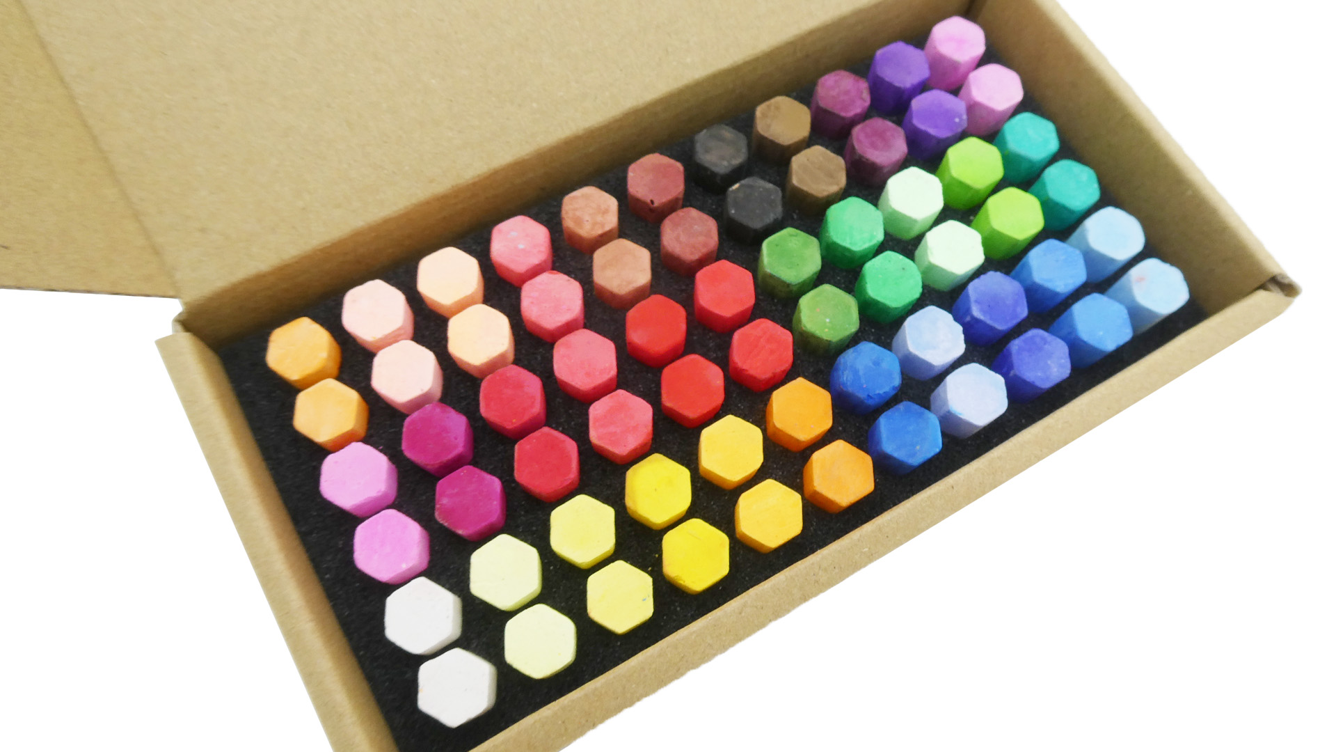 4031 PPLS カラフル無粉チョークセット 六角形 教育用 DIY お絵かき用 32色 66本入