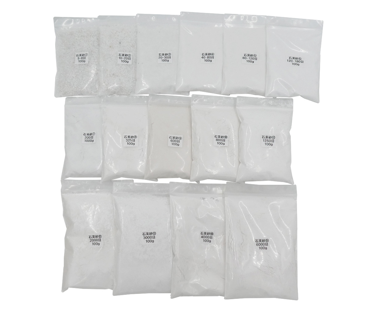 4124 PPLS 石英砂 石英粉 高純度クォーツ 微粉末 塗料 陶磁器 鋳造 100g×15種 アソート