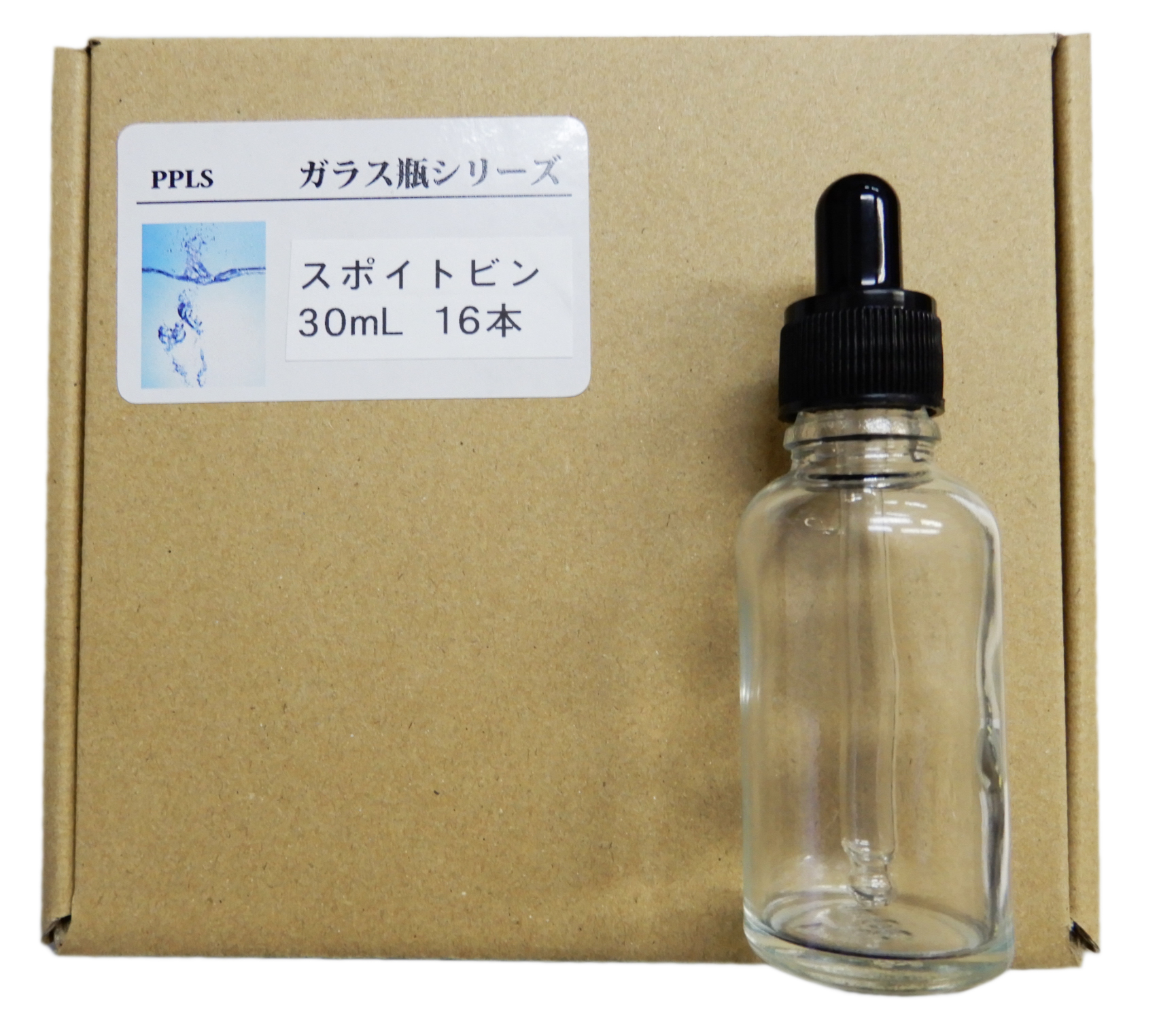 3601 PPLS スポイト付き スクリュー管 ガラス瓶 透明 容量:30ml 入数:16本