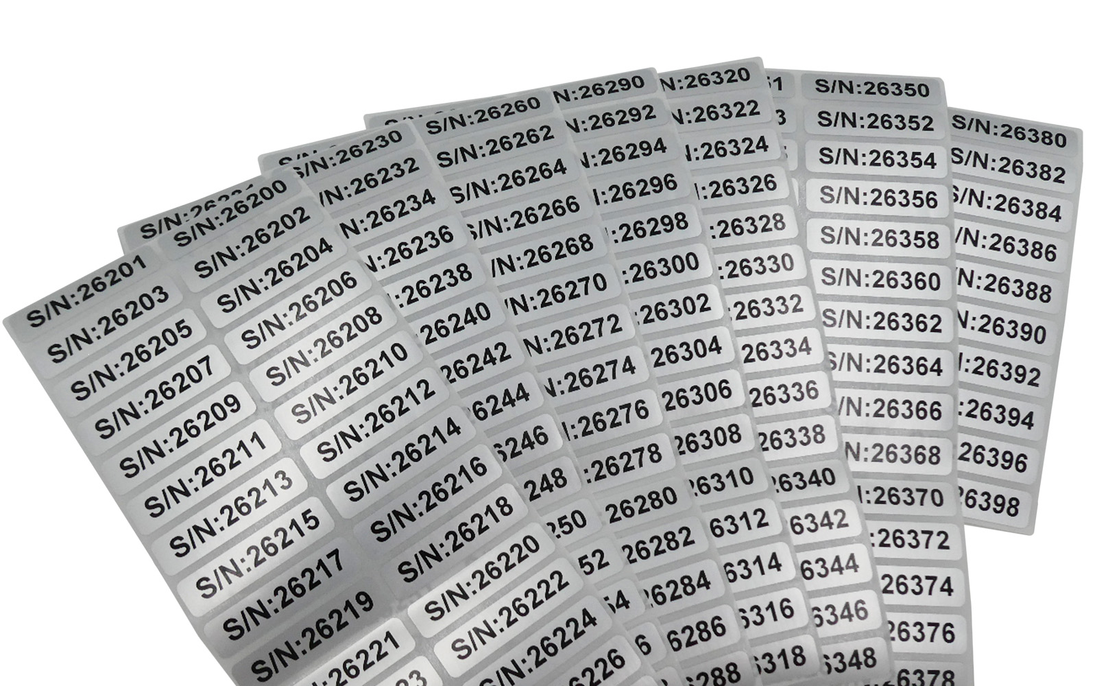 4139 PPLS シリアルナンバーラベル マットシルバー 角丸 4×1cm 200枚入